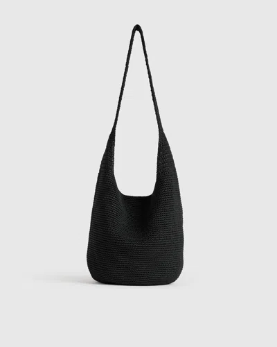 Quince Women's Hand Crochet Hobo Shoulder Bag In Black