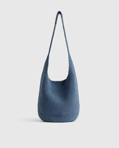Quince Women's Hand Crochet Hobo Shoulder Bag In Denim Blue