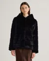 Quince Women's Hooded Faux Fur Jacket In Black