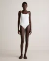 Quince Women's Italian Cami Ribbed One-piece Swimsuit In White