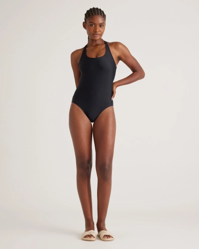 Quince Women's Italian Cross-back One-piece Swimsuit In Black