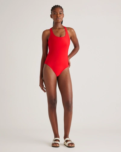 Quince Women's Italian Cross-back One-piece Swimsuit In Cherry