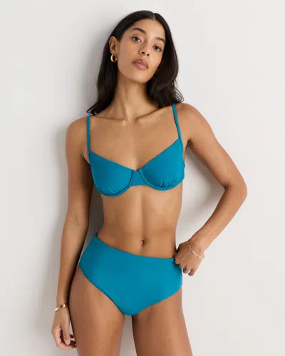Quince Women's Italian Demi Bikini Top In Blue