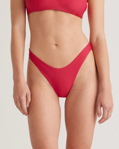 Quince Women's Italian High-leg Bikini Bottom In Berry