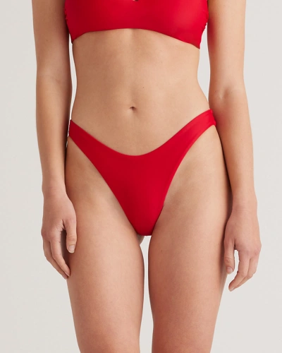 Quince Women's Italian High-leg Bikini Bottom In Cherry