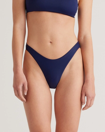 Quince Women's Italian High-leg Bikini Bottom In Deep Navy