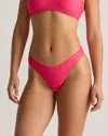 Quince Women's Italian High-leg Bikini Bottom In Hibiscus