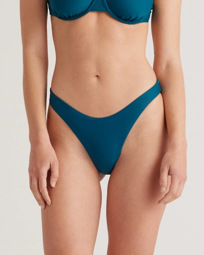 Quince Women's Italian High-leg Bikini Bottom In Teal