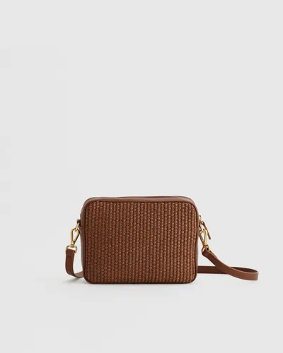 Quince Women's Italian Leather & Raffia Crossbody In Mocha