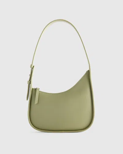 Quince Women's Italian Leather Asymmetrical Mini Shoulder Bag In Green