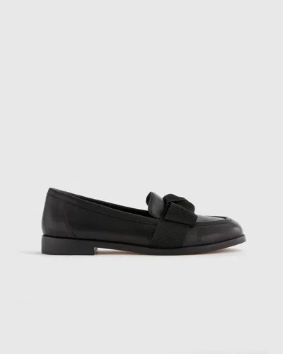 Quince Women's Italian Leather Bow Penny Loafer In Black