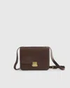 Quince Women's Italian Leather Box Shoulder Bag In Dark Brown