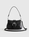 Quince Women's Italian Leather Buckle Detail Shoulder Bag In Black