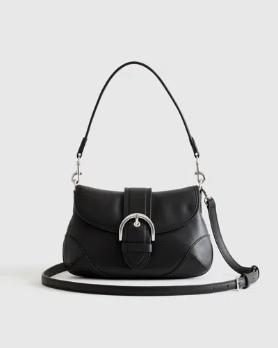 Quince Women's Italian Leather Buckle Detail Shoulder Bag In Black