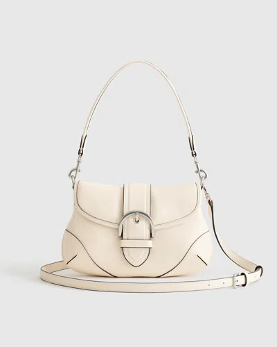 Quince Women's Italian Leather Buckle Detail Shoulder Bag In Bone