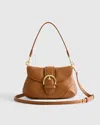 Quince Women's Italian Leather Buckle Detail Shoulder Bag In Cognac