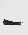 Quince Women's Italian Leather Cap-toe Ballet Flat In Black/bone