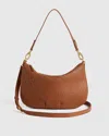 Quince Women's Italian Leather Convertible Crescent Handwoven Shoulder Bag In Cognac