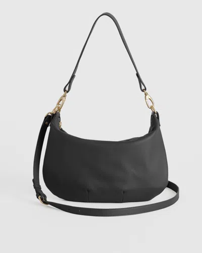 Quince Women's Italian Leather Convertible Crescent Shoulder Bag In Black