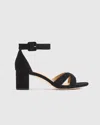 QUINCE WOMEN'S ITALIAN LEATHER CRISSCROSS BLOCK HEEL SANDAL