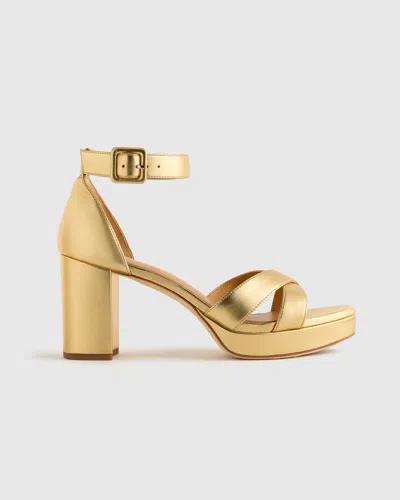 Quince Women's Italian Leather Crisscross Platform Sandal In Gold