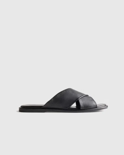 Quince Women's Italian Leather Crossover Slide In Black