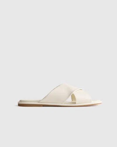 Quince Women's Italian Leather Crossover Slide In White