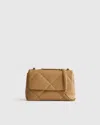 Quince Women's Italian Leather Diamond Quilted Small Shoulder Bag In Cashew