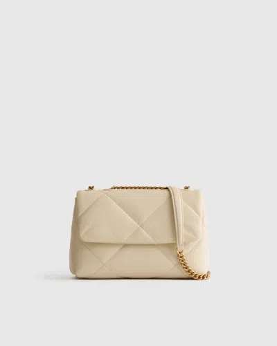 Quince Women's Italian Leather Diamond Quilted Small Shoulder Bag In Cream