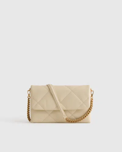 Quince Women's Italian Leather Diamond Quilted Wallet Crossbody In Cream