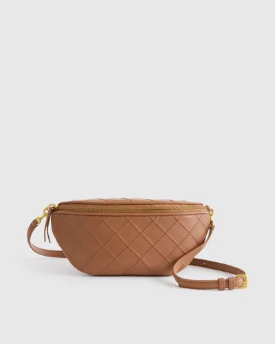 Quince Women's Italian Leather Diamond Stitch Sling In Cognac
