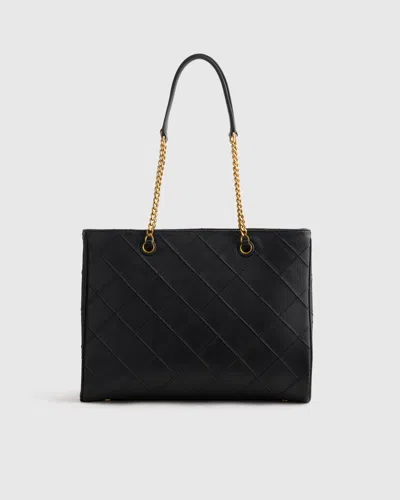 Quince Women's Italian Leather Diamond Stitch Tote In Black
