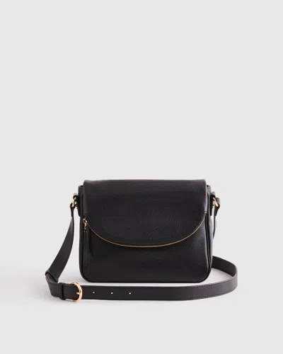 Quince Women's Italian Leather Foldover Crossbody In Black