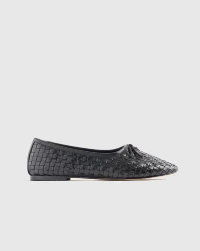 Quince Women's Italian Leather Handwoven Ballet Flat In Black