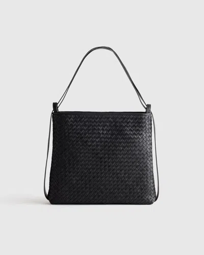 Quince Women's Italian Leather Handwoven Convertible Backpack In Black