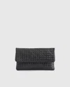 Quince Women's Italian Leather Handwoven Convertible Clutch In Black