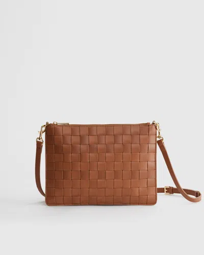 Quince Women's Italian Leather Handwoven Convertible Crossbody In Cognac