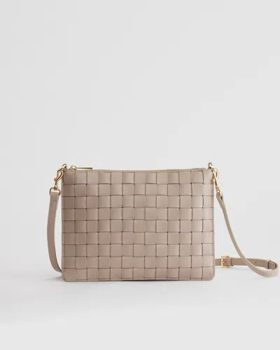 Quince Women's Italian Leather Handwoven Convertible Crossbody In Taupe