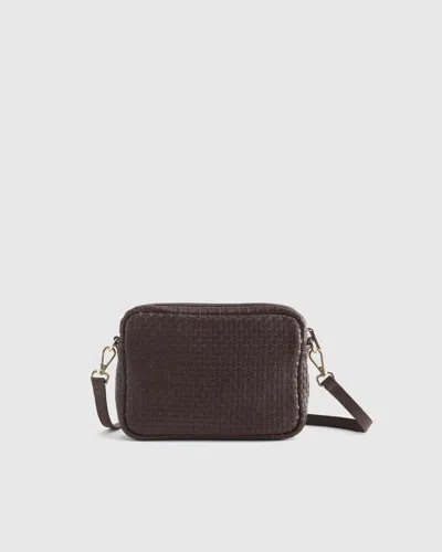 Quince Women's Italian Leather Handwoven Crossbody In Dark Brown