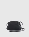 Quince Women's Italian Leather Handwoven Pouch Crossbody Clutch In Black