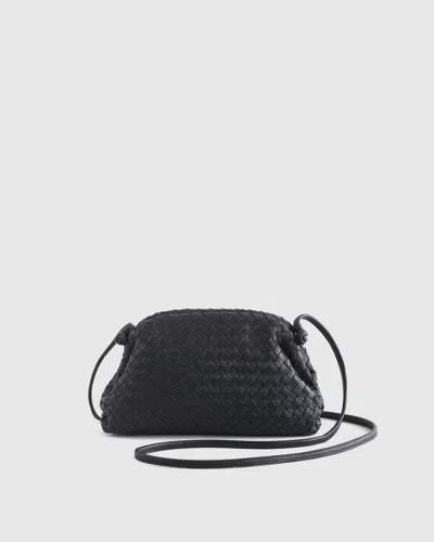 Quince Women's Italian Leather Handwoven Pouch Crossbody Clutch In Black