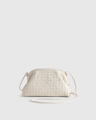 Quince Women's Italian Leather Handwoven Pouch Crossbody Clutch In Bone
