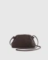 Quince Women's Italian Leather Handwoven Pouch Crossbody Clutch In Dark Brown