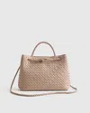 Quince Women's Italian Leather Handwoven Satchel In Taupe