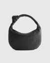Quince Women's Italian Leather Handwoven Slouchy Shoulder Bag In Black