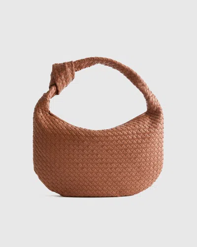 Quince Women's Italian Leather Handwoven Slouchy Shoulder Bag In Cognac