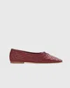 Quince Women's Italian Leather Handwoven Square Toe Ballet Flat In Merlot