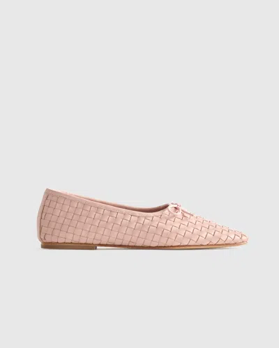 Quince Women's Italian Leather Handwoven Square Toe Ballet Flat In Pink