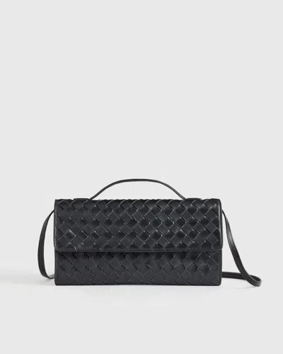 Quince Women's Italian Leather Handwoven Top Handle Clutch In Black