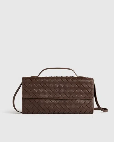 Quince Women's Italian Leather Handwoven Top Handle Clutch In Brown